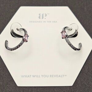 Bomb Party RBP5380 "The Sparkle Hoop" Rose Quartz Cubic Zirconia Earrings